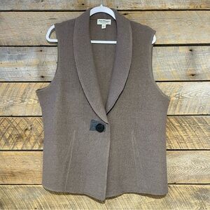 Norm Thompson Women’s XL 100% Wool Sweater Collared Knit Brown Lightweight